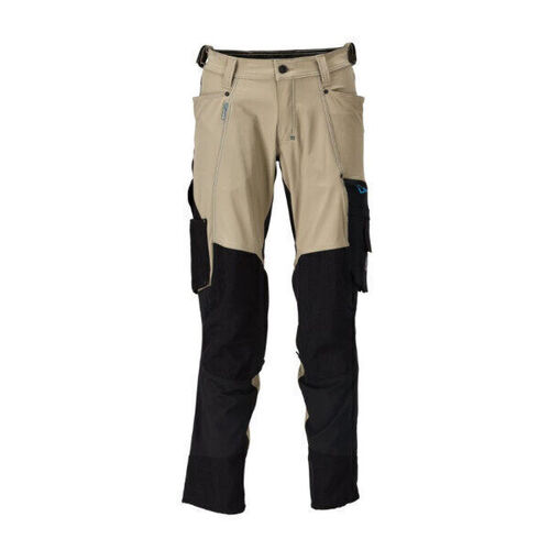 PANTALON BEIGE/NOIR AVEC POCHES GENOUILLERES POLYAMIDE/ELAS 235GR REF.23179-311