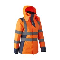 Parka haute visibilit&eacute; femme HORA Coverguard - EN ISO 20471 Classe 2 - Protection thermique et imperm&eacute;abilit&eacute; - Orange / Marine Rezé