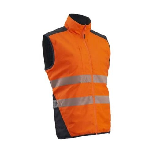 Gilet thermique r&eacute;versible haute visibilit&eacute; YORU - EN ISO 20471 - Pratique et robuste - Orange / Marine