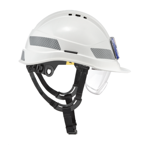 CASQUE MONTEUR  EBT SANS AERATION  KARA BLANC +JUGULAIRE REF 0051STC