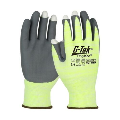 Gants de protection anti-coupure G-Tek� PolyKor� 16-323FT EN 388 4X31B - Haute visibilit&eacute; 2 doigts et pouce coup&eacute;s
