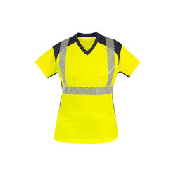 TSHIRT MC BAHIA FEMME  HV EN20471 100% POLYESTER130GR JAUNE/MARINE REF BAH