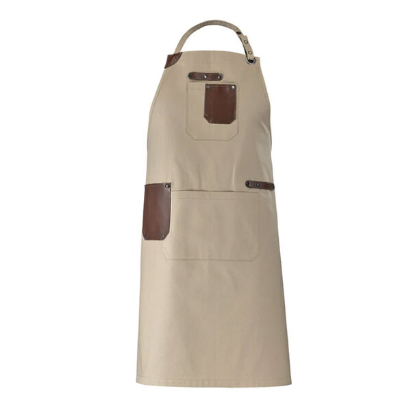 TABLIER TOLBIAC CP EMPIECEMENT CUIR MARRON REF. 9TLB