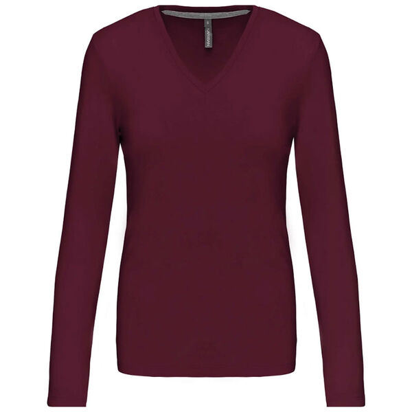 T SHIRT FEM.KARIBAN ML COL V COTON R&eacute;f.K382