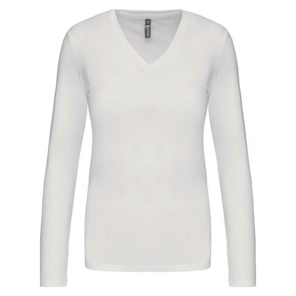 T SHIRT FEM.KARIBAN ML COL V COTON R&eacute;f.K382