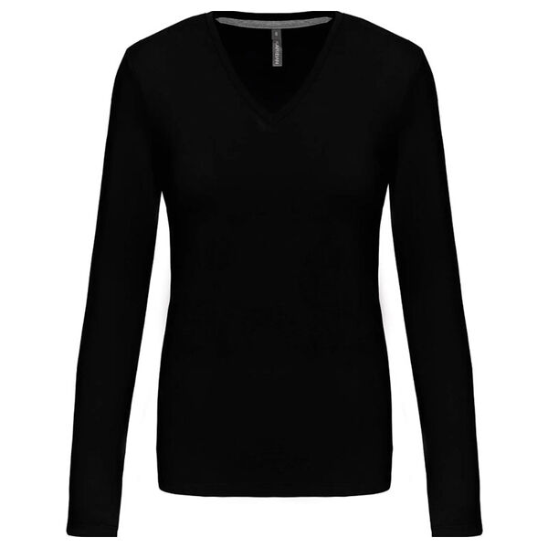 T SHIRT FEM.KARIBAN ML COL V COTON R&eacute;f.K382