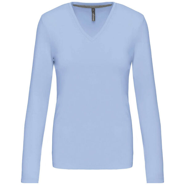T SHIRT FEM.KARIBAN ML COL V COTON R&eacute;f.K382