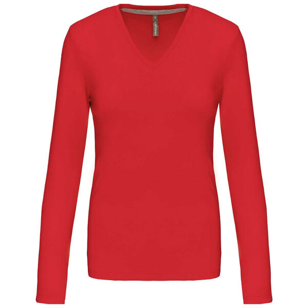 T SHIRT FEM.KARIBAN ML COL V COTON R&eacute;f.K382