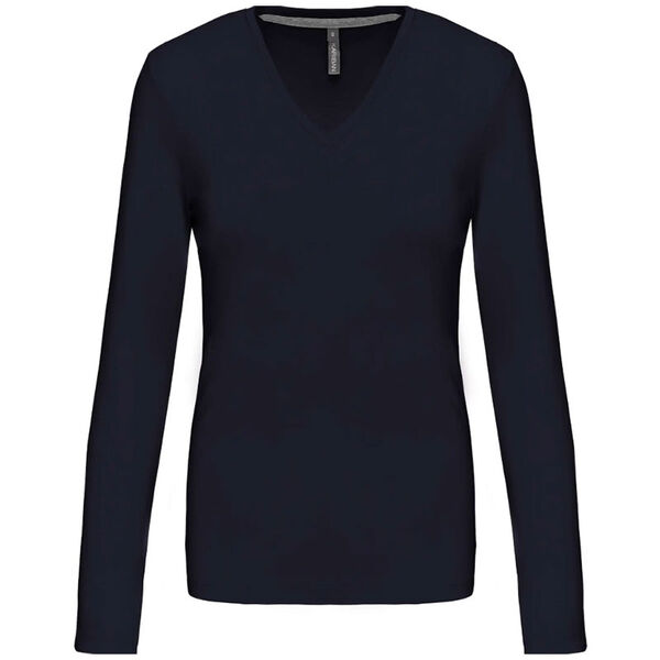 T SHIRT FEM.KARIBAN ML COL V COTON R&eacute;f.K382