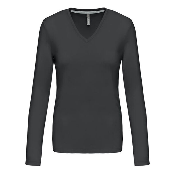 T SHIRT FEM.KARIBAN ML COL V COTON R&eacute;f.K382