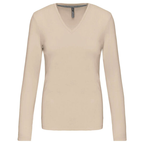T SHIRT FEM.KARIBAN ML COL V COTON R&eacute;f.K382