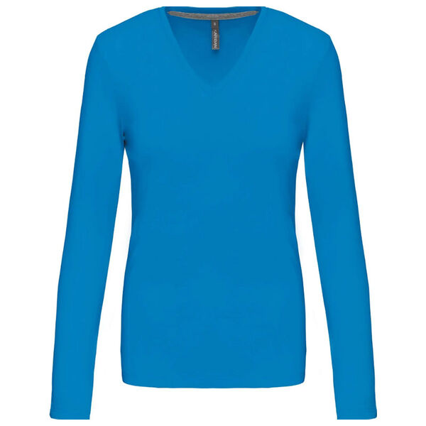T SHIRT FEM.KARIBAN ML COL V COTON R&eacute;f.K382
