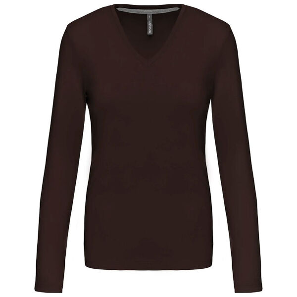 T SHIRT FEM.KARIBAN ML COL V COTON R&eacute;f.K382