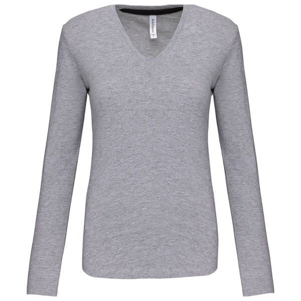 T SHIRT FEM.KARIBAN ML COL V COTON R&eacute;f.K382