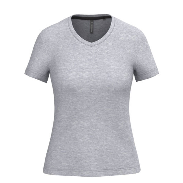 T SHIRT FEM.KARIBAN AJUSTE MC COL V COTON R&eacute;f.K381