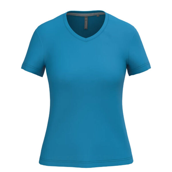 T SHIRT FEM.KARIBAN AJUSTE MC COL V COTON R&eacute;f.K381